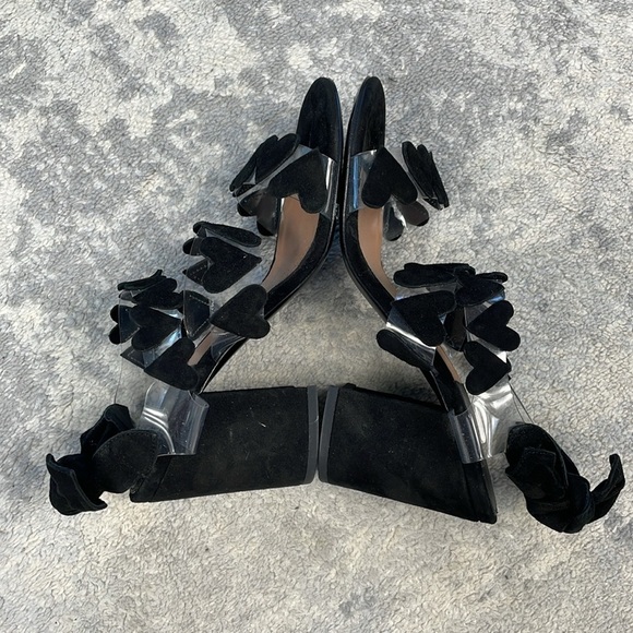Laurence Dacade Tamara Heart Slingback Sandals Black Suede PVC Valentines 35.5 - Picture 7 of 15
